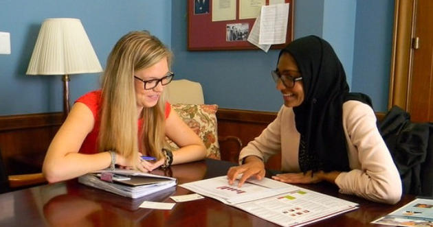Hajirah Saeed (right) with staff member