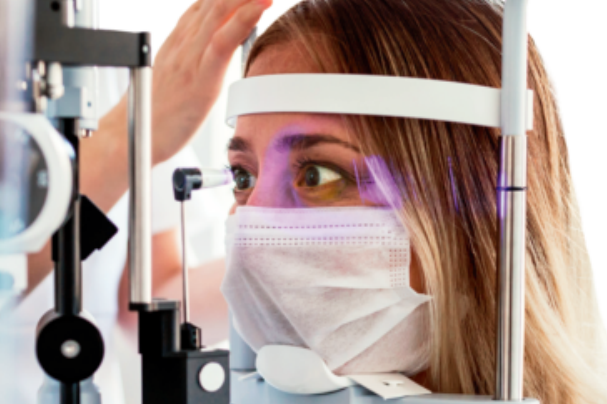 Women having eyes examined